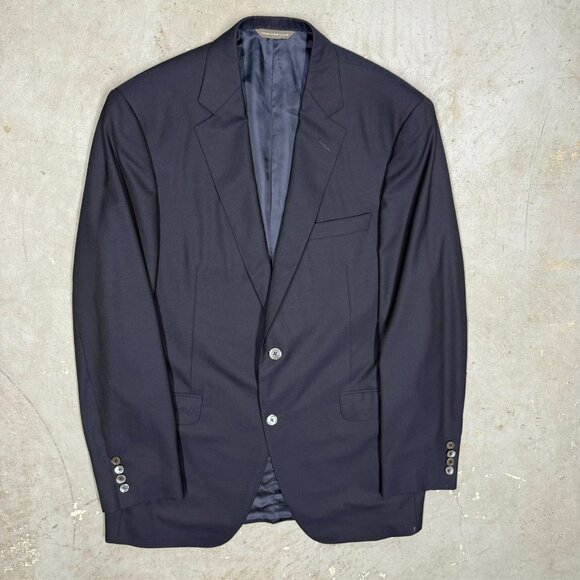 Samuelsohn Blazer Mesh Wool Blazer Super 130s Sport Coat Blue Full Canvas 42T - Picture 2 of 10
